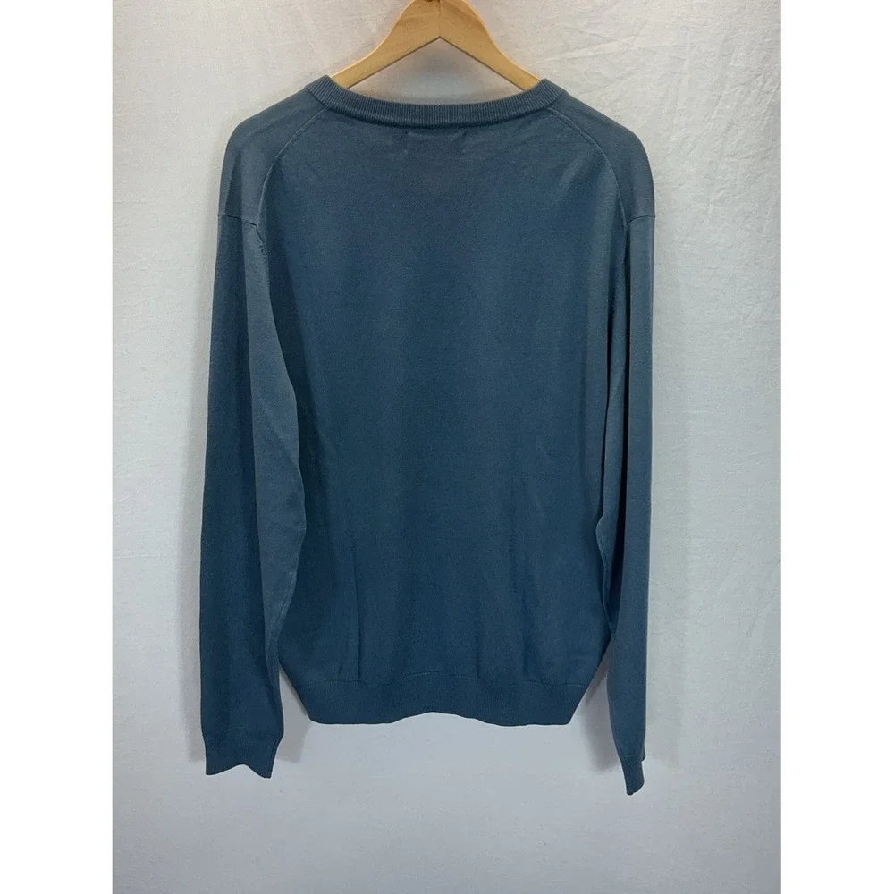 Paul Frederick Blue Silk Cashmere Blend V Neck Sweater Size XXL‎ Office neutral